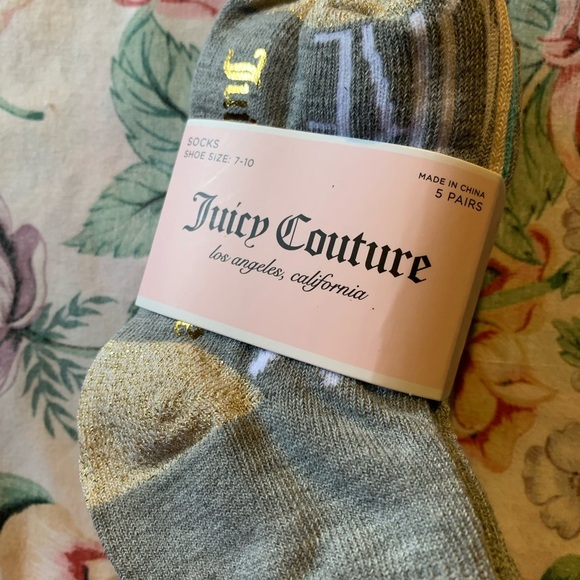 Juicy Couture Gray and Gold Socks - 5 Pairs - Picture 5 of 7